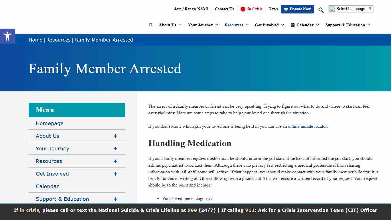 Family Member Arrested - NAMI Shasta County